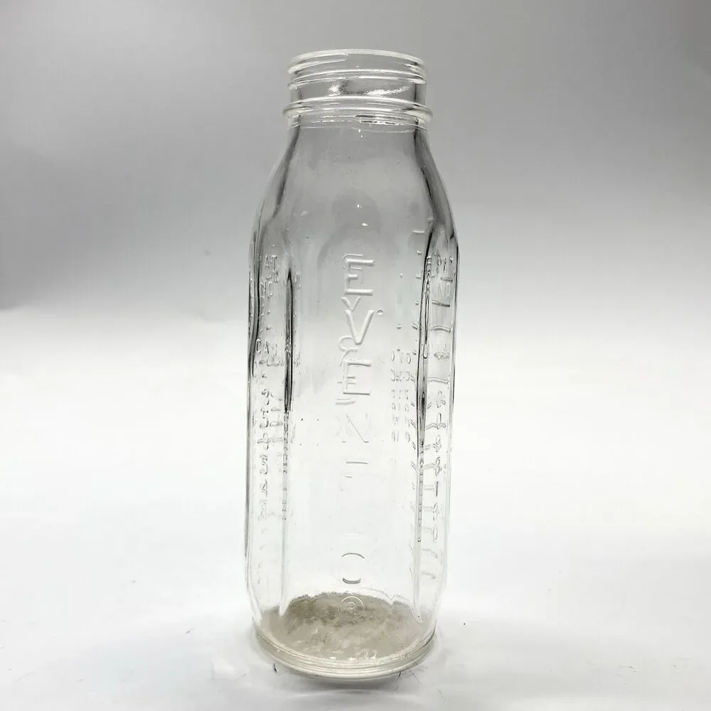 Vintage 1950s Evenflo Duluxe 8 oz Glass Baby Bottles Pyrex With Label Made USA